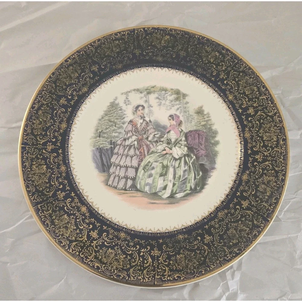 Vintage Imperial Salem China Co. Service Plate~Godey Design~23K Gold Filigree